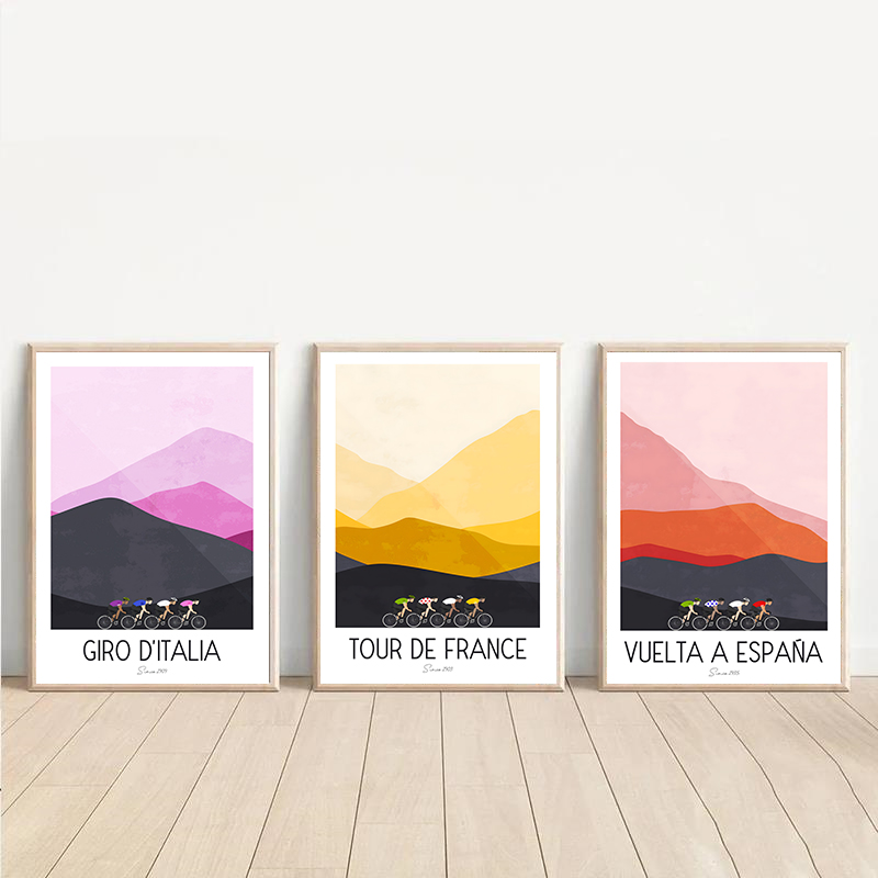 Picture Of Mountain Biking - Aquarelle cyclisme course cycliste Tour De